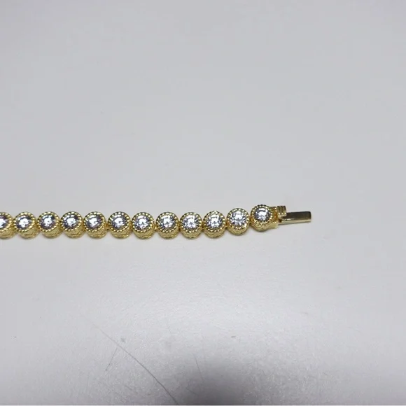 Judith Ripka 14K Gold Clad Sterling Silver 925 & Diamonique CZ Tennis Bracelet - Picture 6 of 11